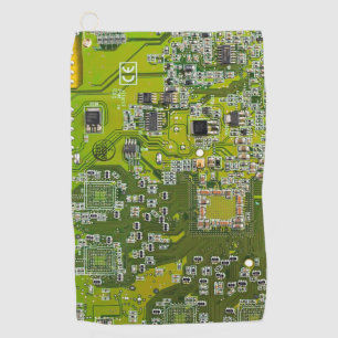 Computer Geek Circuit Board Light Green Golfhanddoek