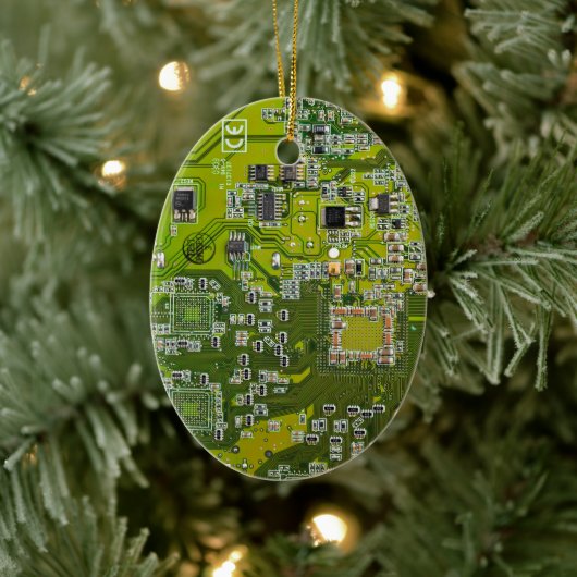 Computer Geek Circuit Board Light Green Keramisch Ornament (Boom)