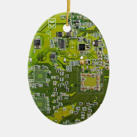 Computer Geek Circuit Board Light Green Keramisch Ornament (Voorkant)