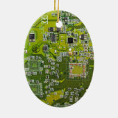 Computer Geek Circuit Board Light Green Keramisch Ornament (Achterkant)