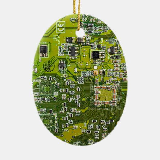 Computer Geek Circuit Board Light Green Keramisch Ornament (Achterkant)