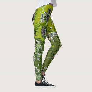 Computer Geek Circuit Board Light Green Leggings