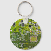 Computer Geek Circuit Board Light Green Sleutelhanger (Voorkant)