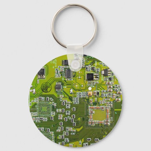 Computer Geek Circuit Board Light Green Sleutelhanger (Voorkant)