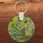 Computer Geek Circuit Board Light Green Sleutelhanger (Voorkant)