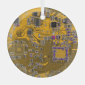 Computer Geek Circuit Board Light Oranje Glas Ornament (Voorkant)