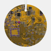 Computer Geek Circuit Board Light Oranje Glas Ornament (Achterkant)
