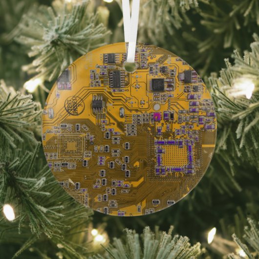 Computer Geek Circuit Board Light Oranje Glas Ornament (Insitu)
