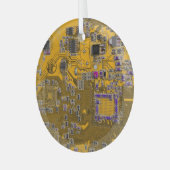 Computer Geek Circuit Board Light Oranje Glas Ornament (Voorkant links)