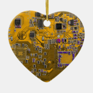 Computer Geek Circuit Board Light Oranje Keramisch Ornament