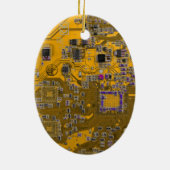 Computer Geek Circuit Board Light Oranje Keramisch Ornament (Achterkant)