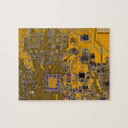 Computer Geek Circuit Board Light Oranje Legpuzzel (Horizontaal)