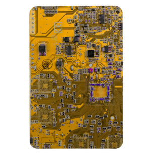 Computer Geek Circuit Board Light Oranje Magneet
