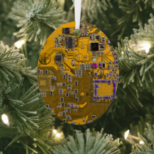 Computer Geek Circuit Board Light Oranje Metalen Ornament