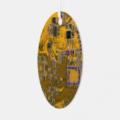 Computer Geek Circuit Board Light Oranje Metalen Ornament (Voorkant links)