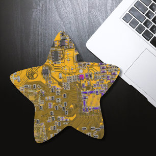 Computer Geek Circuit Board Light Oranje Ster Sticker