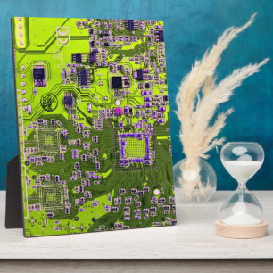 Computer Geek Circuit Board Neon Yellow Fotoplaat