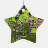 Computer Geek Circuit Board Neon Yellow Keramisch Ornament (Voorkant)