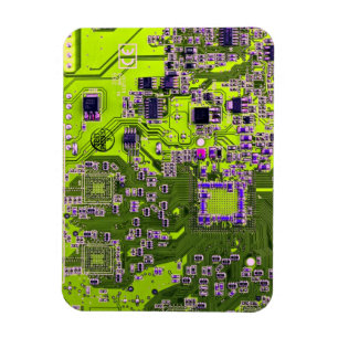 Computer Geek Circuit Board Neon Yellow Magneet