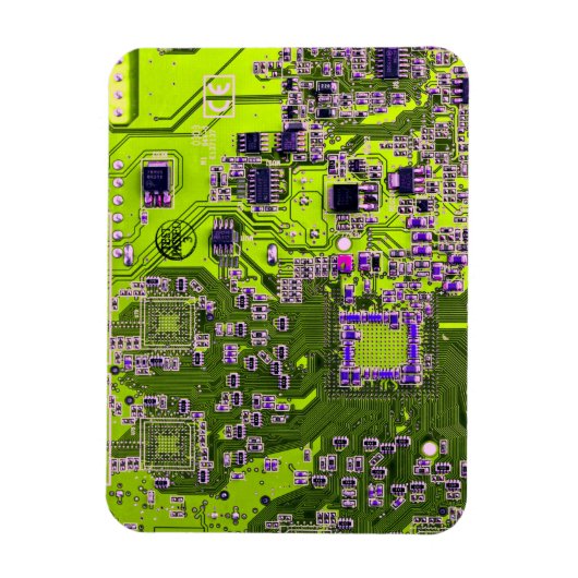 Computer Geek Circuit Board Neon Yellow Magneet (Verticaal)