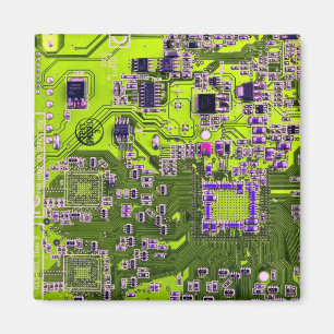 Computer Geek Circuit Board Neon Yellow Magneet