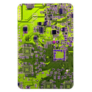 Computer Geek Circuit Board Neon Yellow Magneet