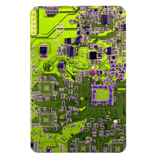 Computer Geek Circuit Board Neon Yellow Magneet (Verticaal)