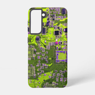 Computer Geek Circuit Board Neon Yellow Samsung Galaxy Hoesje