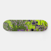Computer Geek Circuit Board Neon Yellow Skateboard (Horizontaal)