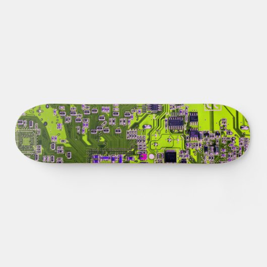 Computer Geek Circuit Board Neon Yellow Skateboard (Horizontaal)