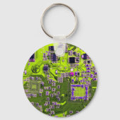 Computer Geek Circuit Board Neon Yellow Sleutelhanger (Voorkant)