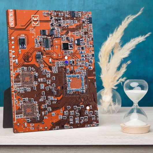 Computer Geek Circuit Board Oranje Fotoplaat (Zijkant)