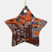 Computer Geek Circuit Board Oranje Keramisch Ornament (Voorkant)