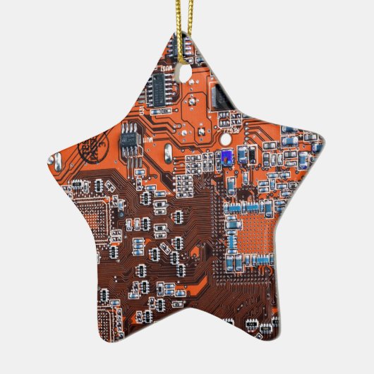 Computer Geek Circuit Board Oranje Keramisch Ornament (Links)