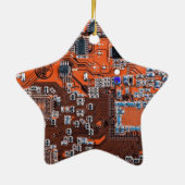 Computer Geek Circuit Board Oranje Keramisch Ornament (Achterkant)