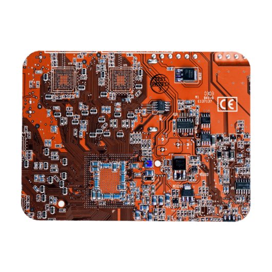 Computer Geek Circuit Board Oranje Magneet (Horizontaal)