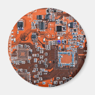Computer Geek Circuit Board Oranje Magneet