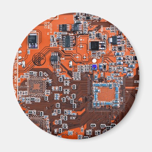 Computer Geek Circuit Board Oranje Magneet (Voorkant)