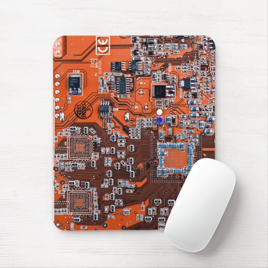 Computer Geek Circuit Board Oranje Muismat (Met muis)