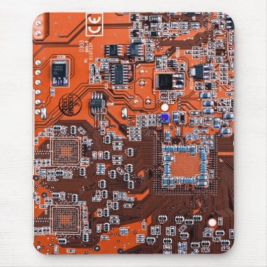 Computer Geek Circuit Board Oranje Muismat (Voorkant)