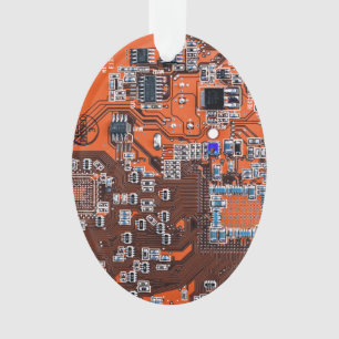 Computer Geek Circuit Board Oranje Ornament