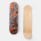 Computer Geek Circuit Board Oranje Skateboard (Voorkant)