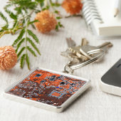 Computer Geek Circuit Board Oranje Sleutelhanger (Zijkant)