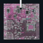 Computer Geek Circuit Board Paars Glas Ornament<br><div class="desc">Ben je op zoek naar cadeaus voor computergeeks? Deze is voor de Geek in ons allemaal. Computer Geek Circuit Board</div>