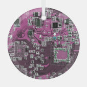 Computer Geek Circuit Board Paars Glas Ornament (Voorkant)