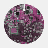 Computer Geek Circuit Board Paars Glas Ornament (Achterkant)