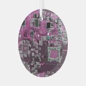 Computer Geek Circuit Board Paars Glas Ornament (Voorkant links)