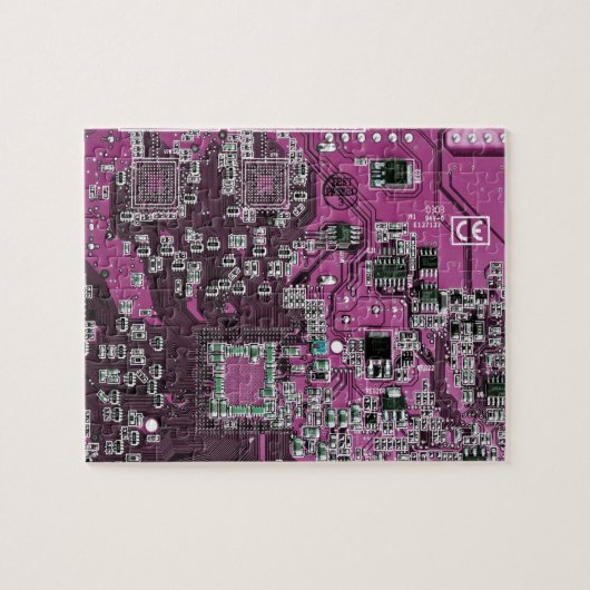 Computer Geek Circuit Board Paars Legpuzzel (Horizontaal)