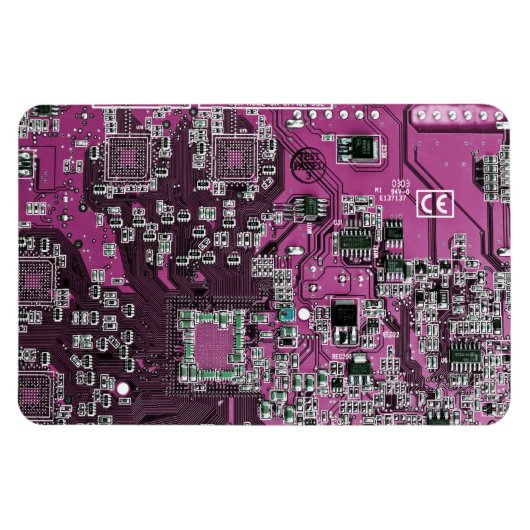 Computer Geek Circuit Board Paars Magneet (Horizontaal)