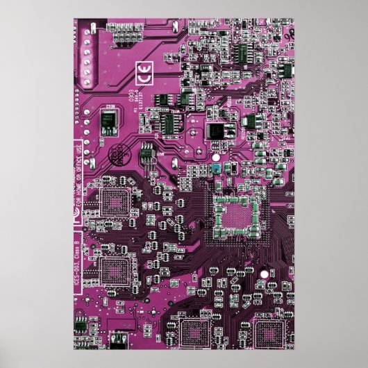 Computer Geek Circuit Board Paars Poster (Voorkant)